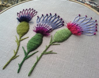 Thistles - Embroidery Art - Hoop Art