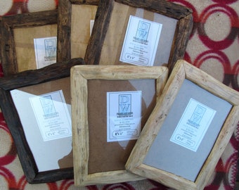 Rustic/driftwood style frames in locally sourced,recycled pine to fit 8"x6".Natural,Medium dark or Very dark beeswax finish.FREE U.K postage