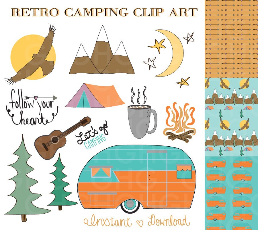 Camping Clip Art Retro Camper Tent Camping Clip Art Retro Camper Tent