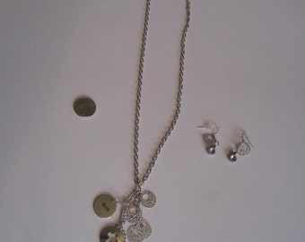 Silver pendant necklace and earring set by 'Patsy'