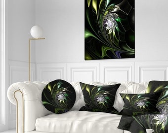 DesignArt Multi Colored Green Stained Glass Art Printed Decorative Sofa Throw Pillow, Cushion Print Pillow Both Side Insert and Pillow Cover