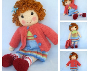 Belinda Jane doll knitting pattern - Pdf INSTANT DOWNLOAD - knitted toy doll