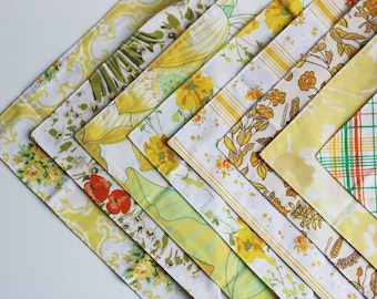 Fabric Napkins, Cloth Napkins, Reusable Napkin Set, Retro Yellows, Handmade by Knotted Nest