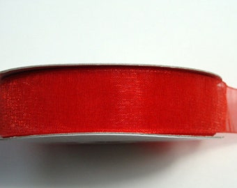 5/8" Organza Ribbon - Red - 25 or 50 yard spool