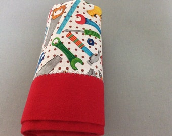 Cotton Flannel Tool Time Blanket. 34”x 34”
