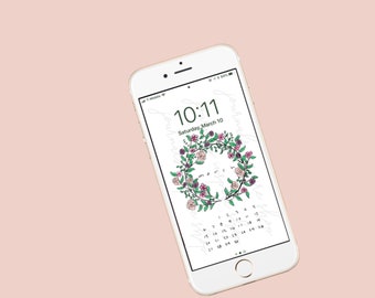Floral wreath iPhone wallpaper