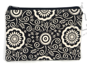 Flora zipper pouch, pencil case, make up bag, canvas purse, card holder, back to school