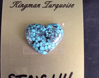 Natural Kingman Turquoise/Spiderweb/cabochon/heart shape/Arizona turquoise/8 carats/backed/STNC44