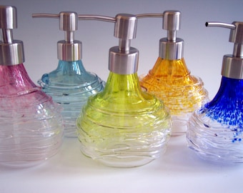 Hand Blown Art Glass Vanity Soap / Lotion Dispenser by Rebecca Zhukov