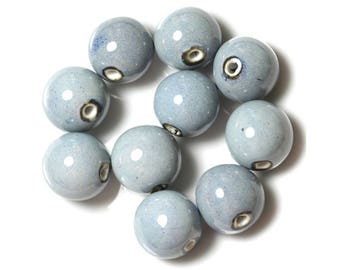 10pc - large ceramic porcelain beads 20mm blue 4558550004420 balls