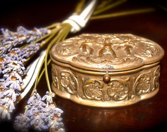 Vintage Silver Metal Jewelry Box-Trinket Box Sku: J148