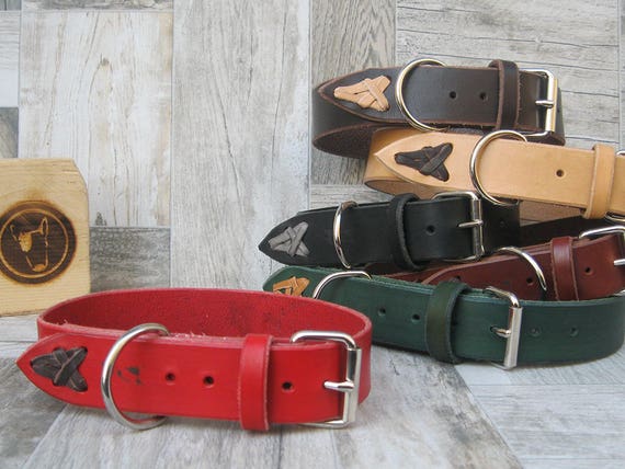 Red Leather Dog Collar for Medium and Large Size, Classic Dog Collar, Colorful Dog collar, Strong Durable Dog Collar, Handmade Collar
