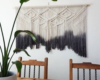 Large macramé wall hanging. Your choice of dipdye color. weaving/bohemian wedding backdrop/boho decor/tapestry/wall art/decor.