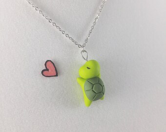 Kawaii Sea Turtle Necklace // Polymer Clay Jewelry