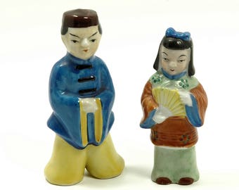 Japanese Man and Woman Porcelain Figures Made in Occupied Japan