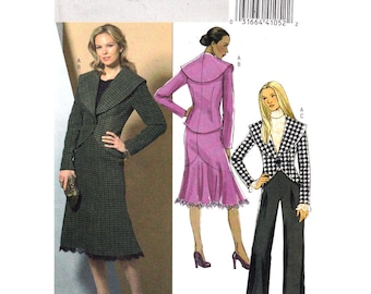 Jacket Skirt Pants Pattern Butterick 4869 Dressy Suit Shawl Collar Jacket Godet Skirt Trousers Womens Sewing Pattern Size 8 10 12 14 UNCUT