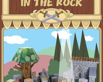Medieval MiniWorld - The sword in the rock. Cut, assemble and play. Instant download.