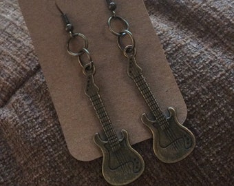 Brass Guitar Earrings