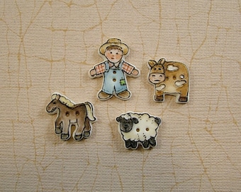 Farm Boy Buttons set of 4