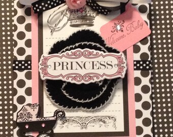 Baby Girl Card, Welcome Baby Card, Handmade, Embellished Card