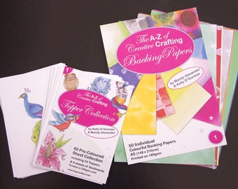 The A-Z of Creative Crafting - Pre Coloured toppers and Backing Paper bundle