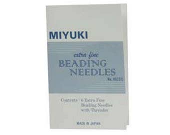 Beading Needles for Bead Weaving Sewing Hand Crafts Needlepoint Embroidery // Miyuki Extra Fine Japanese Beading Needles + Threader 6 Pack