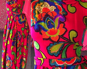 Psychedelic Palazzo Jumpsuit Vintage 70s Palazzo Carroll Reed Ski Shop XS Small
