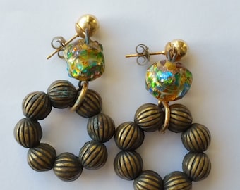Vintage earrings with end of day glass beads