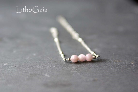 Kunzite Bar Bracelet, 925 Sterling Silver, birthstone Bracelet, Kunzite jewelry, Zodiac Bracelet, Gift for Her, Mother's Day, Kunzite beaded