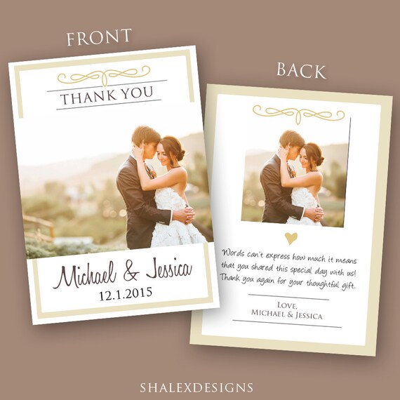 Wedding Thank You Card PSD Template Instant Download