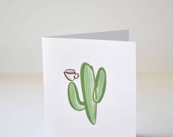 Cactus Coffee Blank Greeting Card