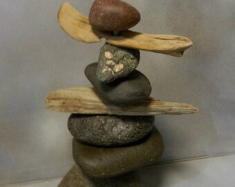 Rock and Driftwood Cairn -- from Lake Superior -- Item 30 -- Inukshuk