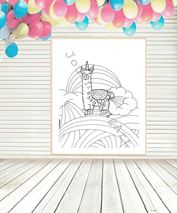 llamacorn coloring page pdf printable art