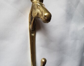 Brass Horse Coat Hook. Vintage Equestrian Decor