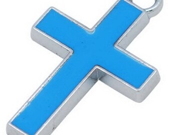 1 blue 26 * 16 mm enamel cross pendant charm