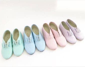 Pony oxfords flats in pastel tones (Handmade to order)