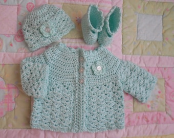 Crochet Baby cardigan Baby cardigan Green Baby Sweater