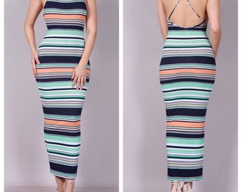 Cross Stripe Maxi Dress