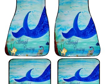 Mermaid Crossing Art Car Mats front and rear from my original design