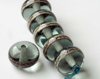 Silver Grey Spacer Beads Handmade Glass Lampwork Made To Order