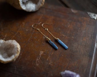 Long kyanite earrings, boho earrings, 14k gold filled long earrings, natural earrings, gypsy earrings, boho bride, long bohemian earrings