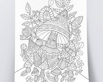 Adult coloring page: Flowers. Doodle art DIY coloring poster Adult coloring page: Flowers. Doodle art DIY coloring poster