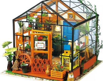 FREE shipping!!! 3D Wooden Puzzle DIY Handmade Furniture Miniature Dollhouse Building Model Home Decoration green house