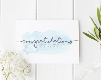 Personalized Wedding Card, Newly Married Couple Greeting Card, Watercolour Congratulations Wedding Card, Personalised Wedding, Happy Couple