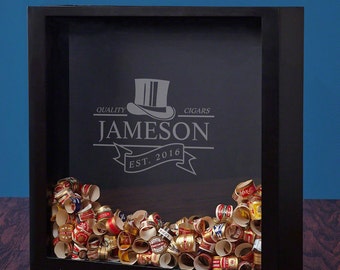 Personalized Shadow Box with Top Notch Cigars Design - A Unique Custom Gift for Men & Women - Proudly Display Your Cigar Bands Anywhere