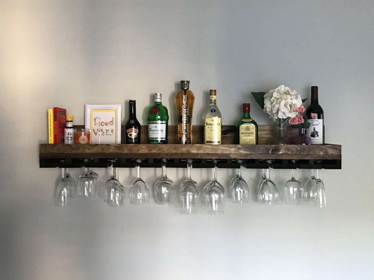 48 X LONG Rustic Wood Wine Rack Shelf Hanging 48 X LONG Rustic Wood Wine Rack Shelf Hanging