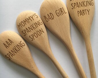 Wooden spoon BDSM personalised kinky naughty custom cooking utensil stirring spoon any message engraved