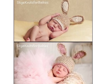 Baby Bunny Hat, Crochet Newborn Bunny Hat, Baby Easter Hat, Newborn Easter Hat, Crochet Baby Hat, Newborn Photography Prop, Baby Photo Prop
