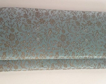 Light Blue Brocade Clutch