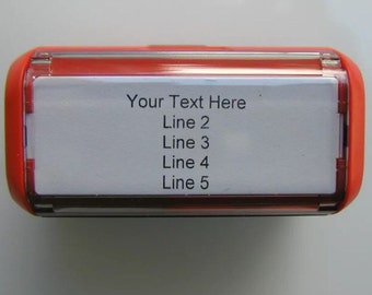 Red Return Address Self-Inking Rubber Stamper - Customize up to 5 lines of text